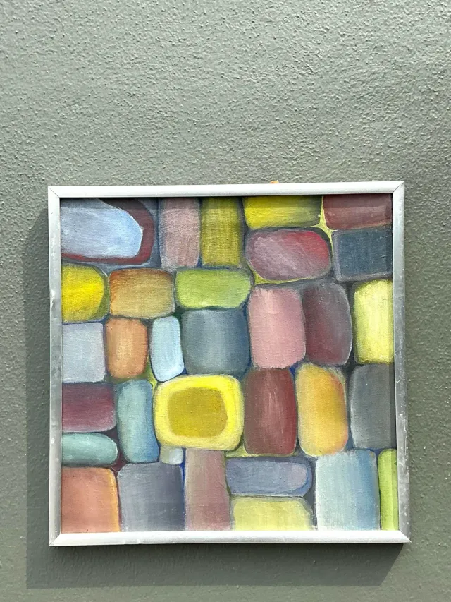 Vintage Original Abstract Oil on Board - Metal, 17W x 17H — additional photo 4