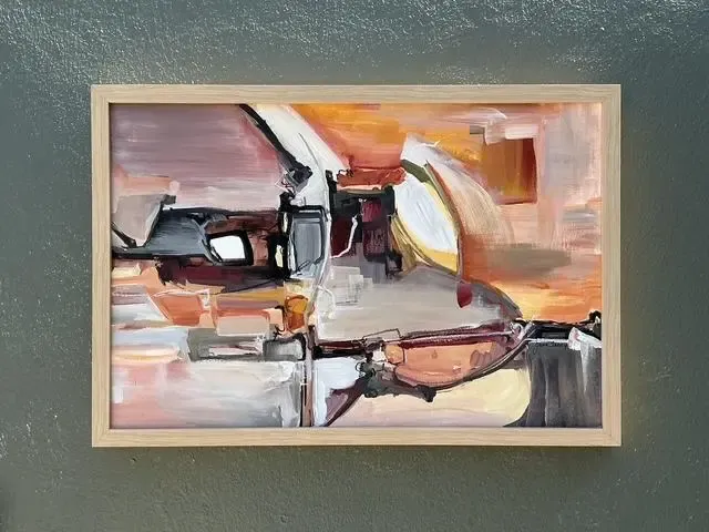 Vintage Original Abstract Oil on Canvas - Canvas, 31.5W x 21.5H — additional photo 3