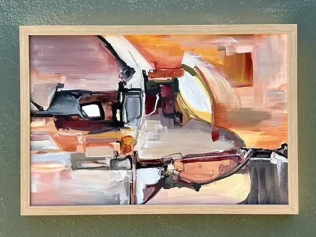 Vintage Original Abstract Oil on Canvas - Canvas, 31.5W x 21.5H — additional photo 6