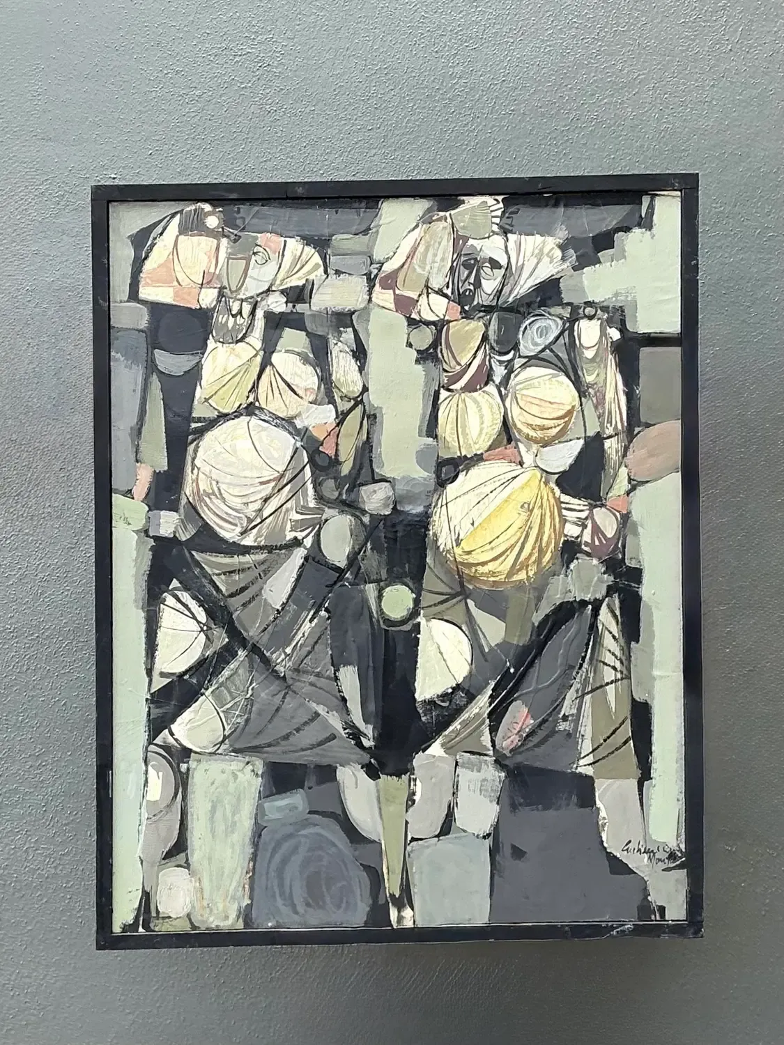 Vintage Original Abstract Oil on Canvas - Canvas, 30.75W x 38.75H
