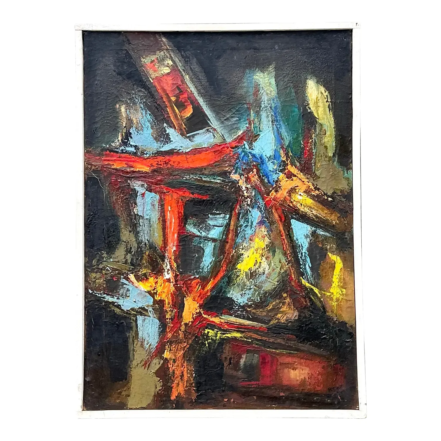 Vintage Original Abstract Oil on Canvas - Canvas, 21W x 28.75H — additional photo 1