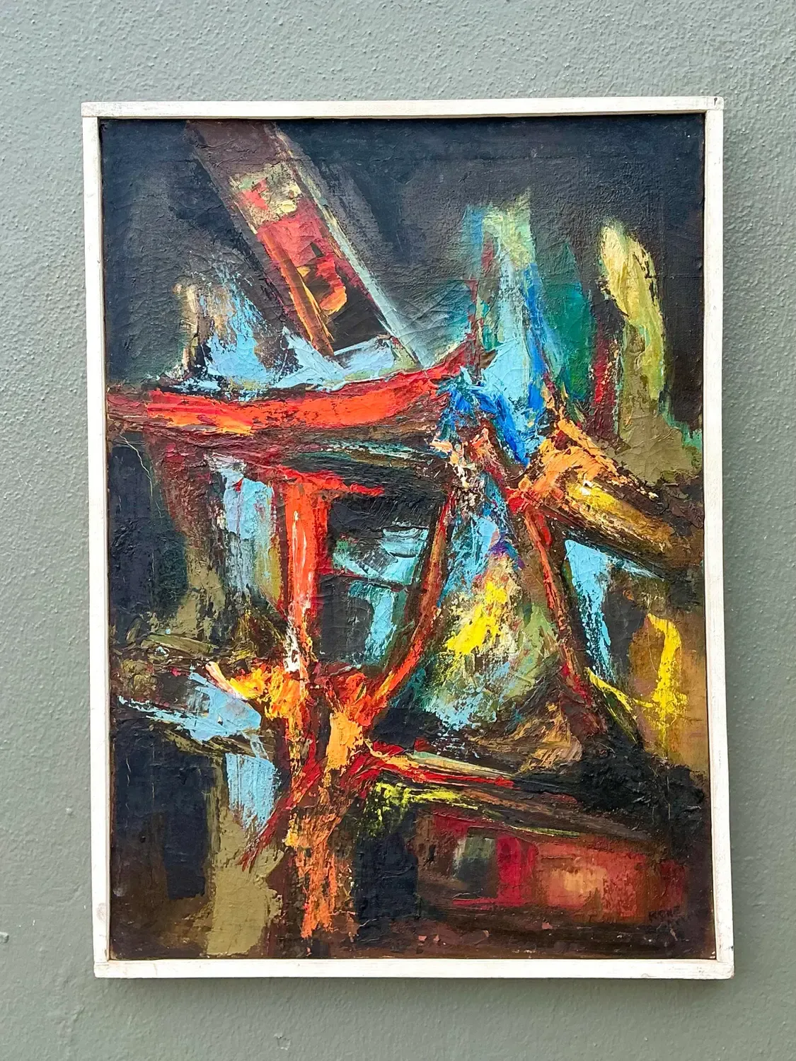 Vintage Original Abstract Oil on Canvas - Canvas, 21W x 28.75H — additional photo 2