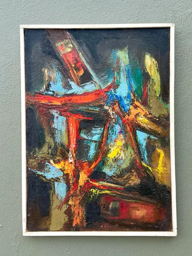 Vintage Original Abstract Oil on Canvas - Canvas, 21W x 28.75H — additional photo 2