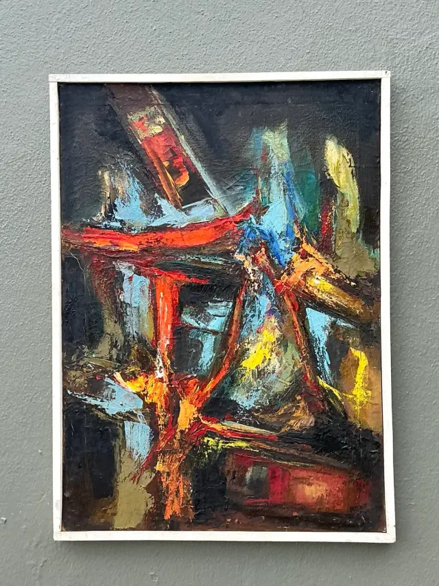 Vintage Original Abstract Oil on Canvas - Canvas, 21W x 28.75H — additional photo 4