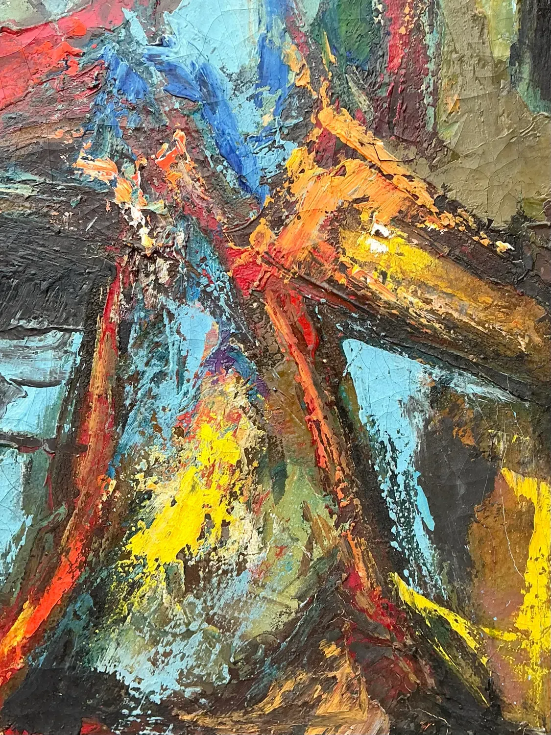 Vintage Original Abstract Oil on Canvas - Canvas, 21W x 28.75H — additional photo 5