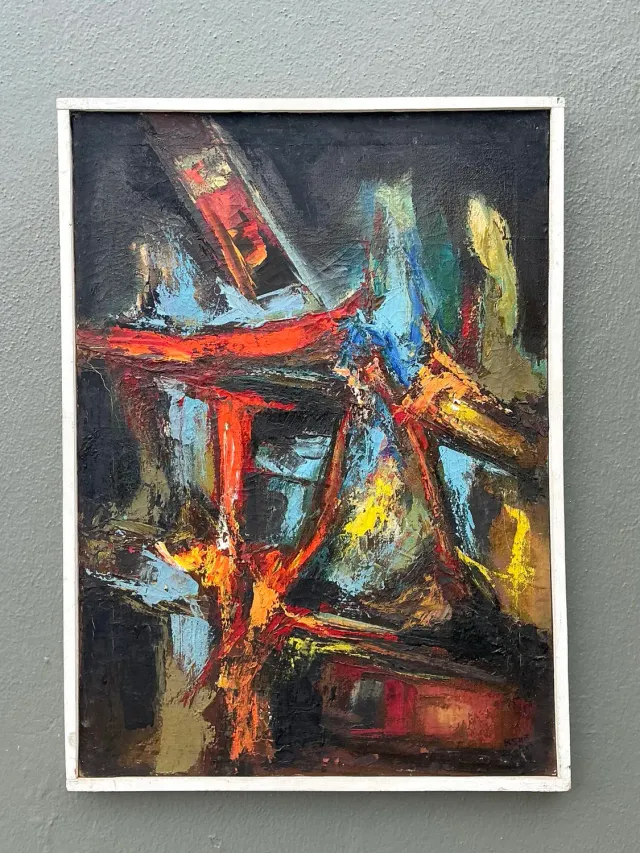 Vintage Original Abstract Oil on Canvas - Canvas, 21W x 28.75H — additional photo 6