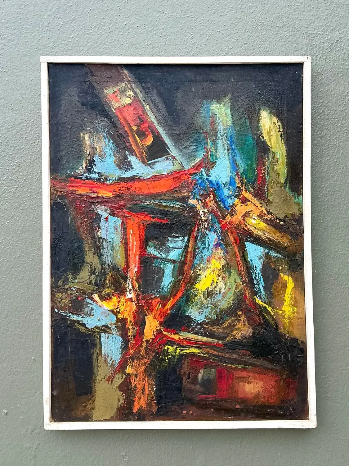 Vintage Original Abstract Oil on Canvas - Canvas, 21W x 28.75H — additional photo 7