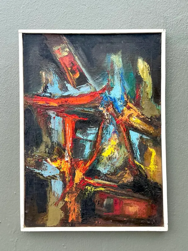 Vintage Original Abstract Oil on Canvas - Canvas, 21W x 28.75H — additional photo 8