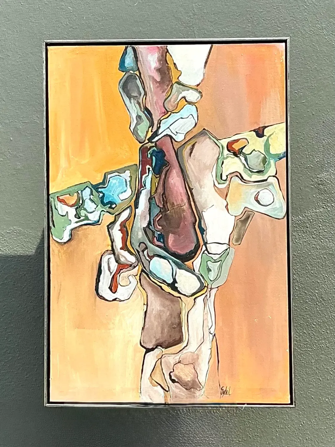Vintage Original Abstract Oil on Canvas - Canvas, 24.75W x 36.5H — additional photo 1