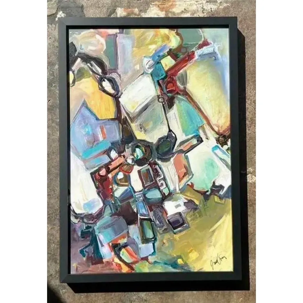 Vintage Original Abstract Oil Painting on Board - Oil Paint, 21.5W x 31.5H — additional photo 8