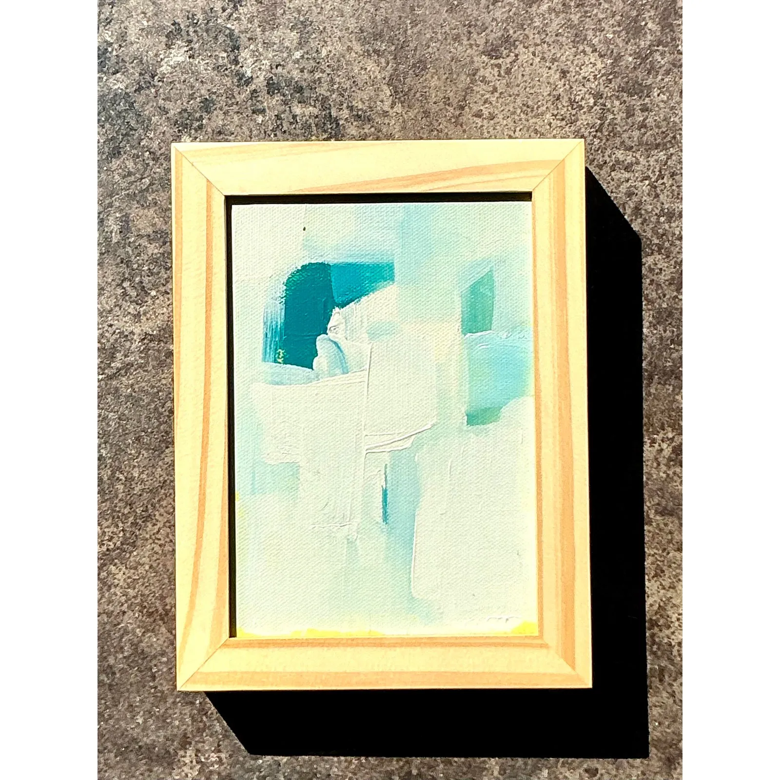 Vintage Original Abstract Oil Painting on Canvas - Wood, 8.25W x 6.25H — additional photo 1