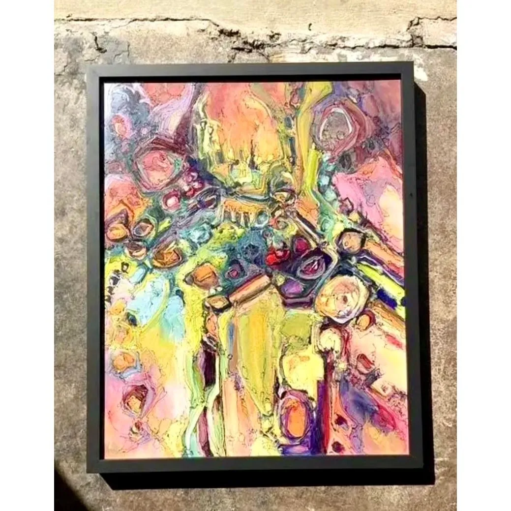 Vintage Original Abstract Oil Painting on Canvas - Canvas, 25.5W x 31.5H