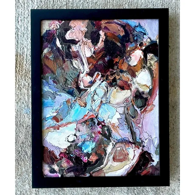 Vintage Original Abstract Oil Painting on Canvas - Canvas, 10.25W x 13.25H — additional photo 1