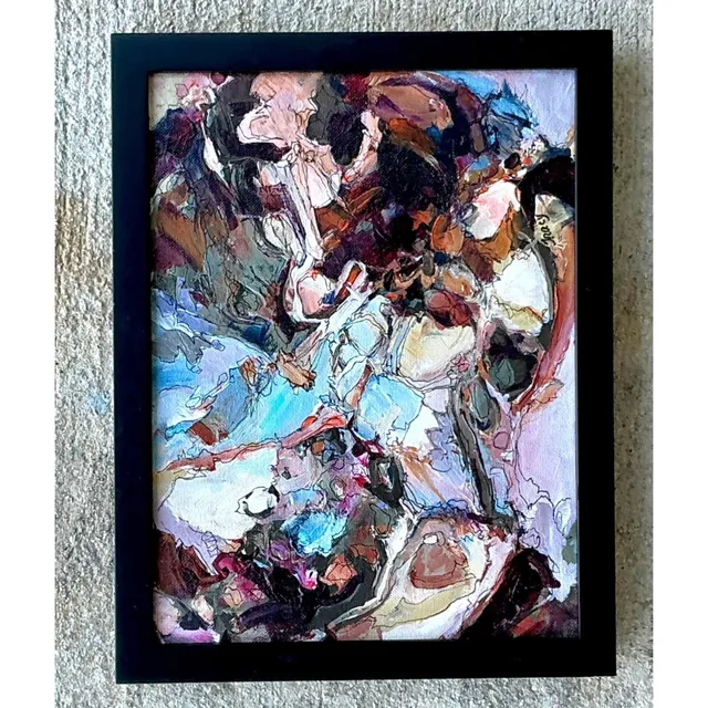 Vintage Original Abstract Oil Painting on Canvas - Canvas, 10.25W x 13.25H — additional photo 2
