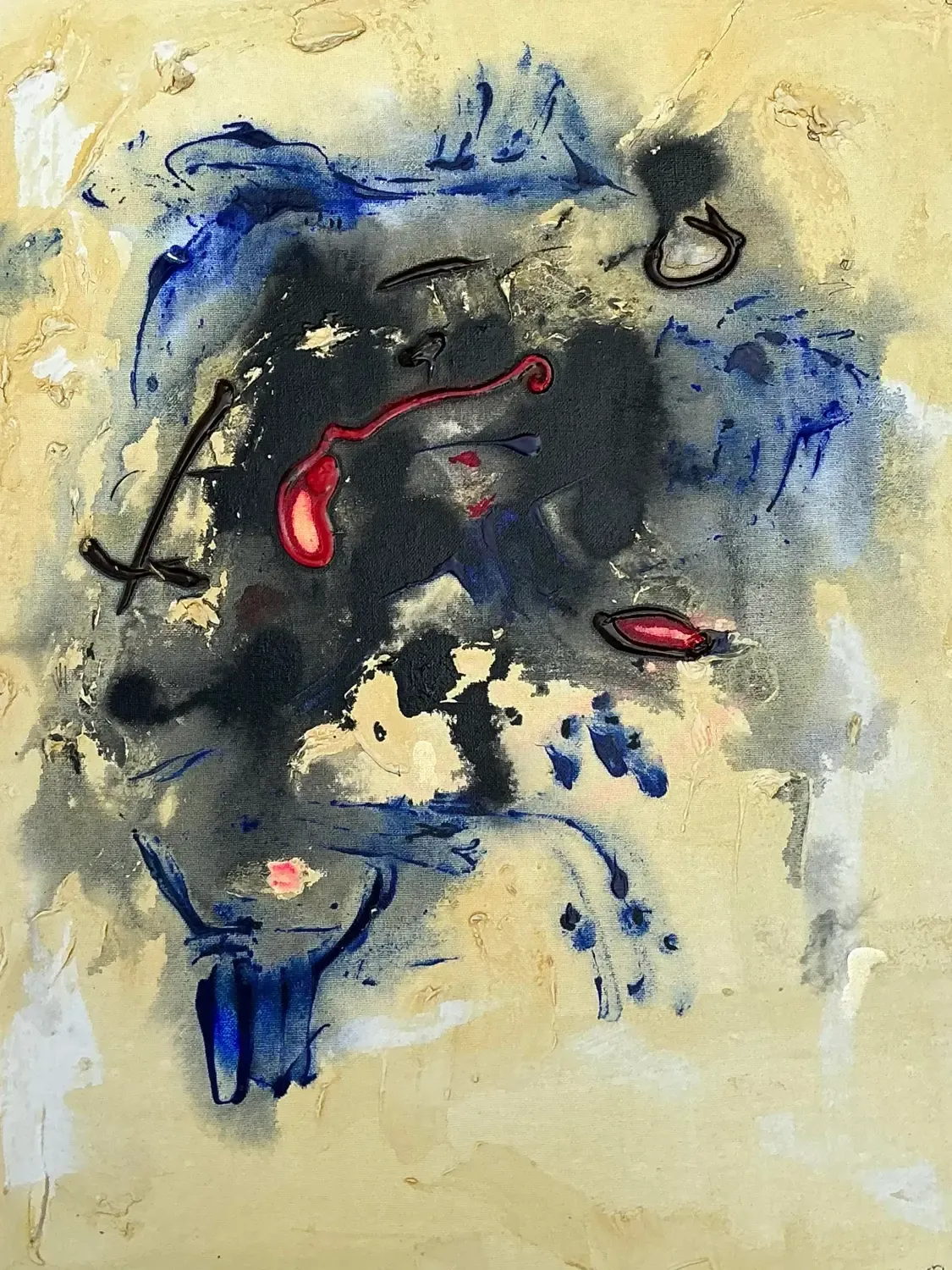Vintage Original Abstract Oil Painting on Canvas - Canvas, 24W x 30H — additional photo 1