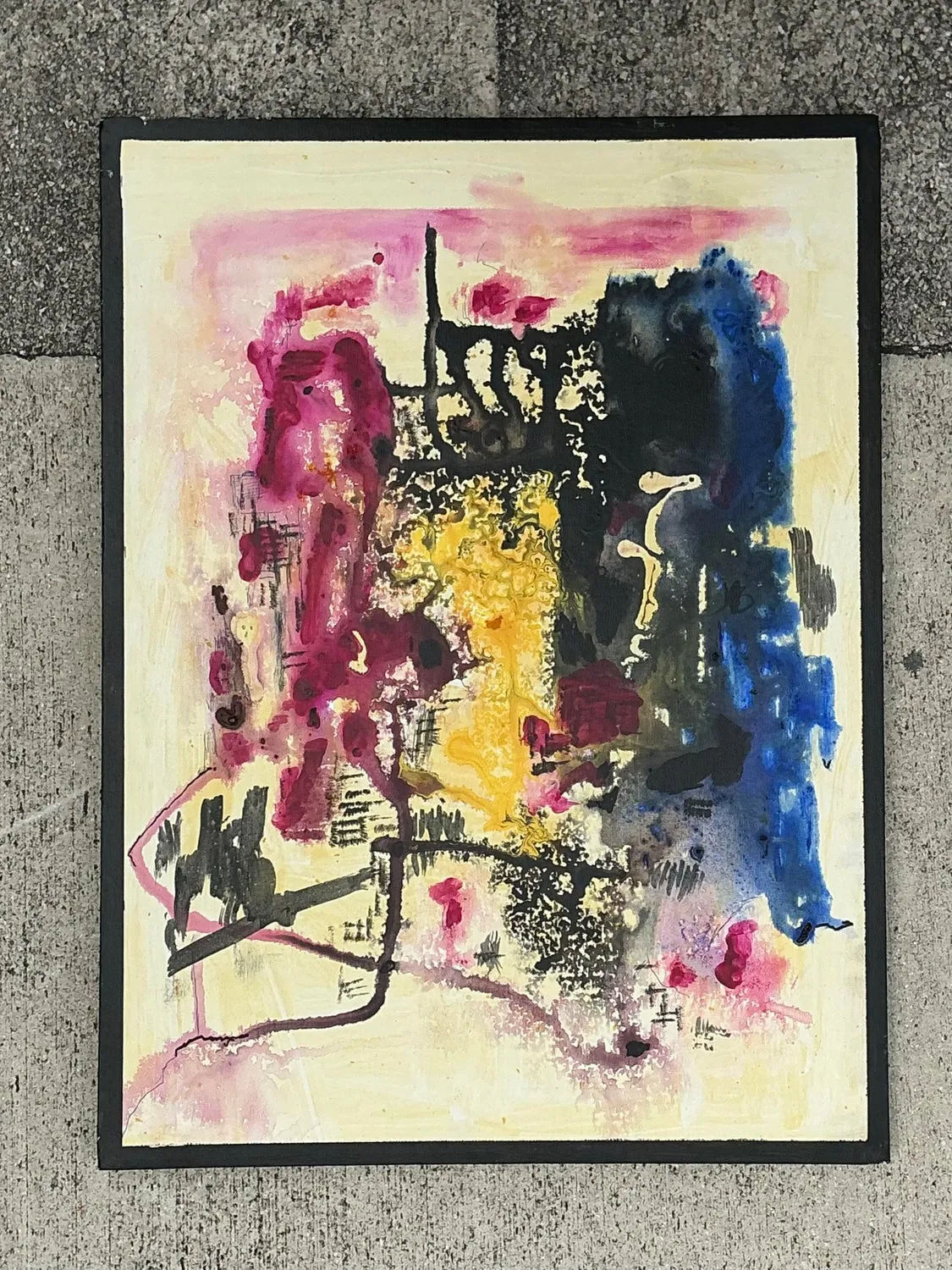 Vintage Original Abstract Oil Painting on Canvas - Canvas, 24W x 18H — additional photo 2