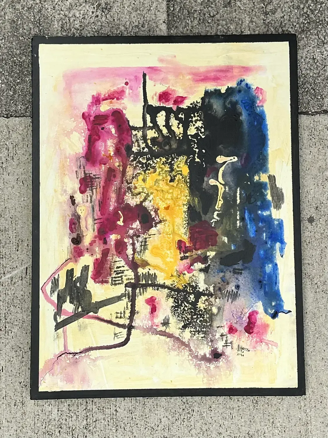 Vintage Original Abstract Oil Painting on Canvas - Canvas, 24W x 18H — additional photo 3