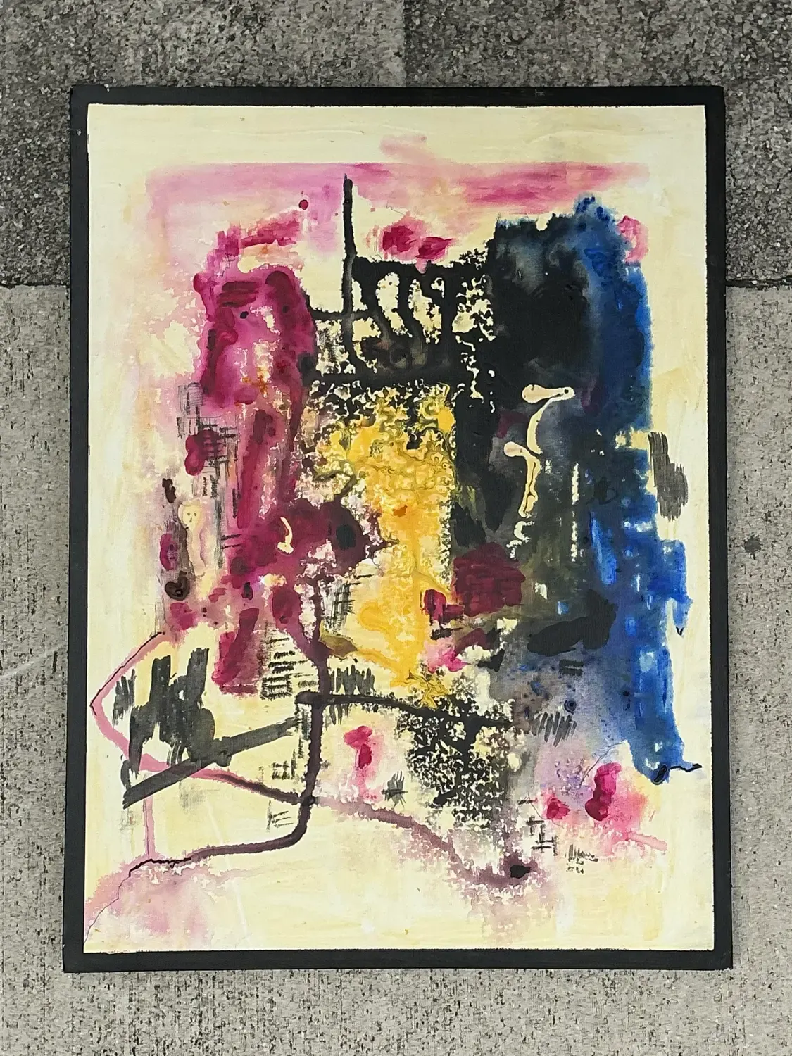 Vintage Original Abstract Oil Painting on Canvas - Canvas, 24W x 18H — additional photo 5