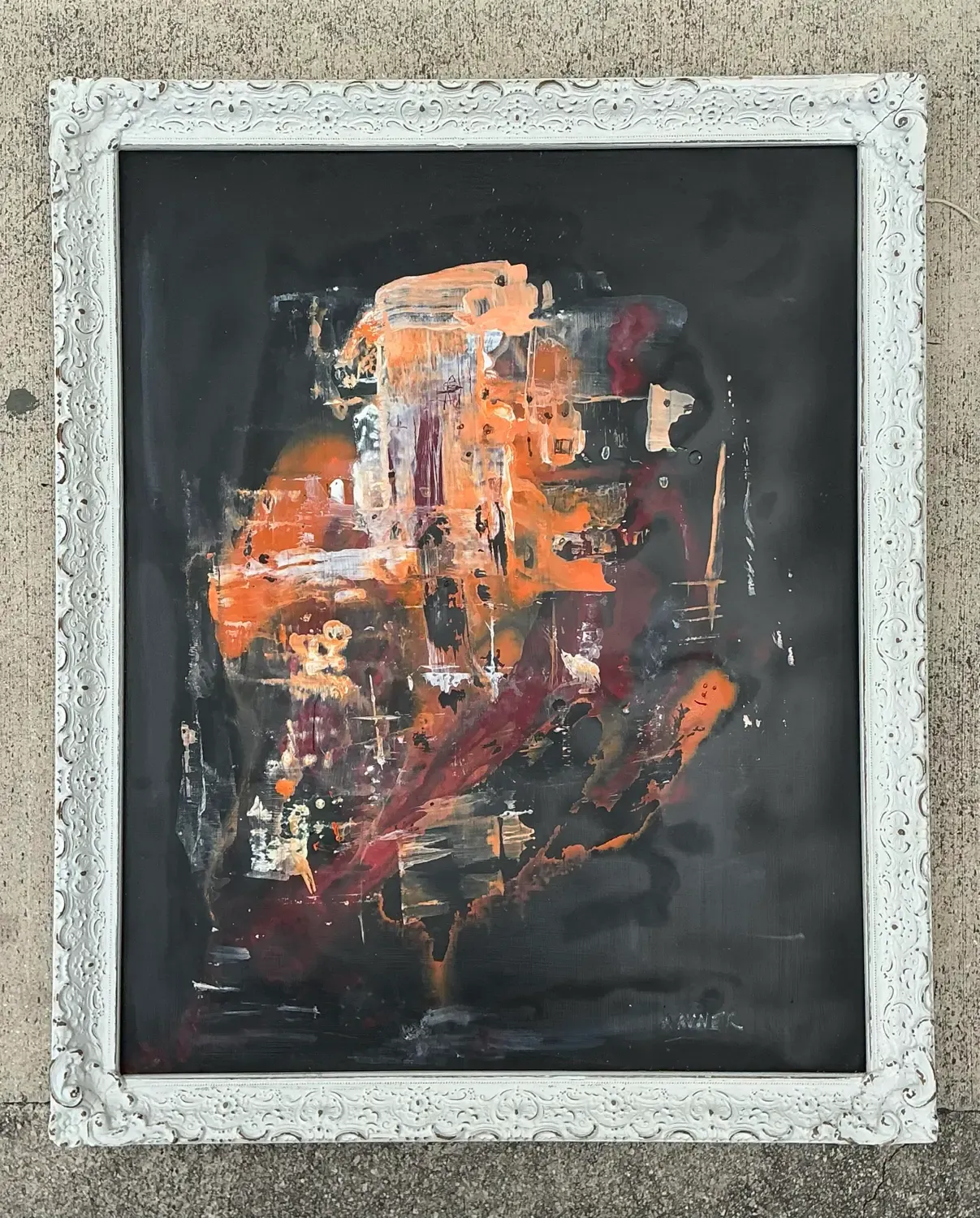 Vintage Original Abstract Oil Painting on Canvas - Canvas, 27.5W x 33.5H — additional photo 2