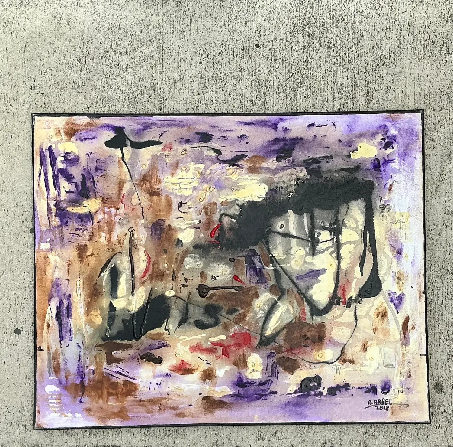 Vintage Original Abstract Oil Painting on Canvas - Canvas, 24W x 30H — additional photo 1