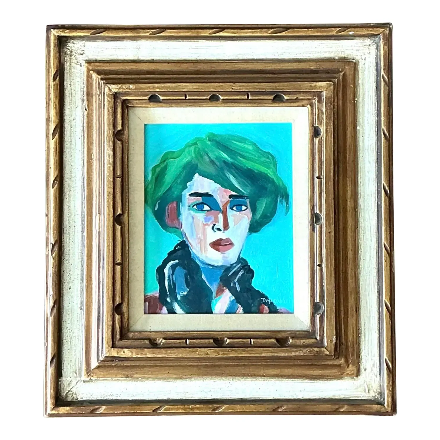Vintage Original Abstract Portrait on Canvas