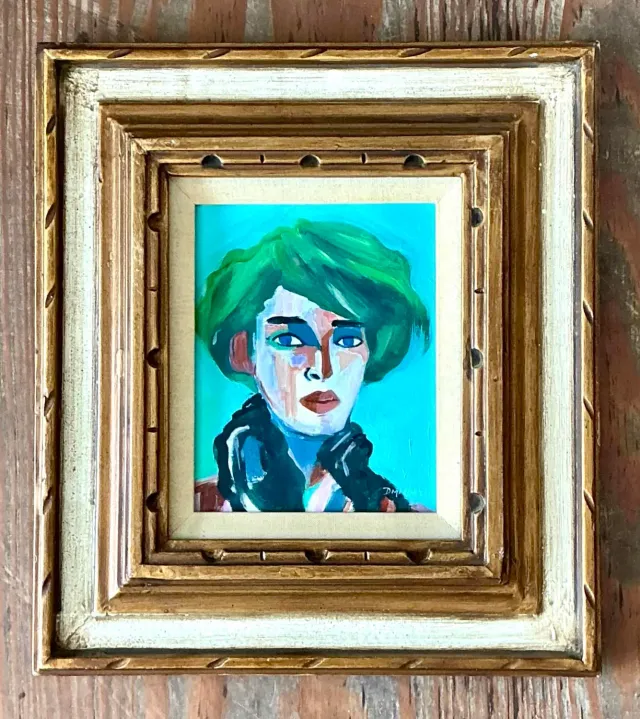 Vintage Original Abstract Portrait on Canvas — additional photo 4
