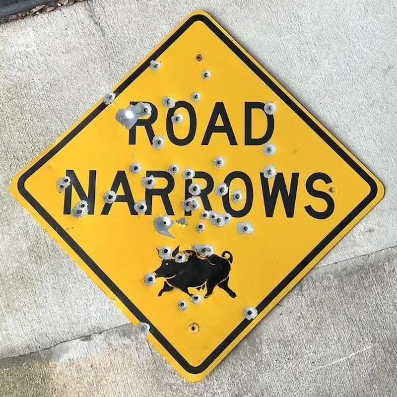 Vintage Original Bullet Road Narrows Sign — additional photo 4