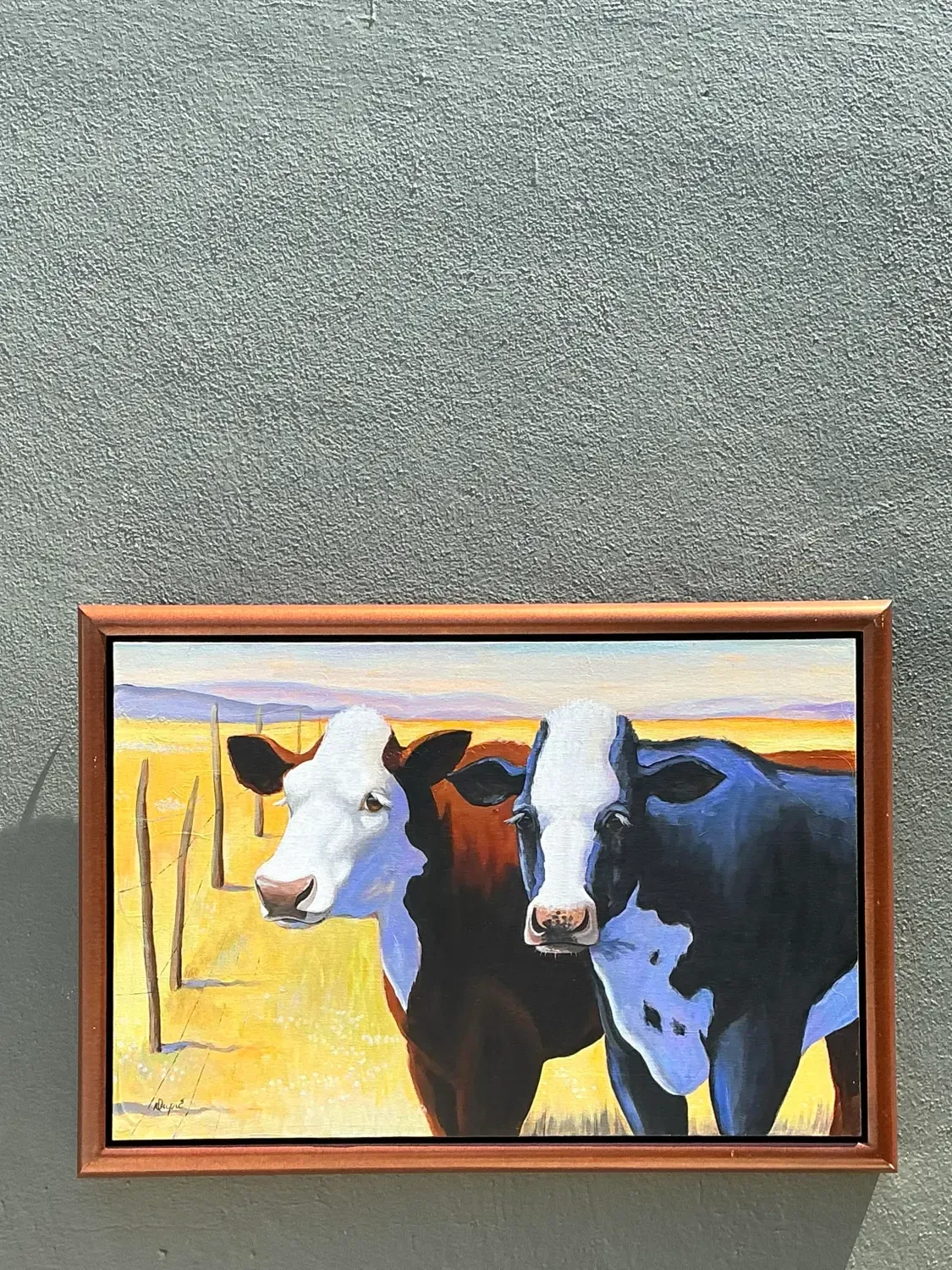 Vintage Original Cow Painting on Canvas — additional photo 1