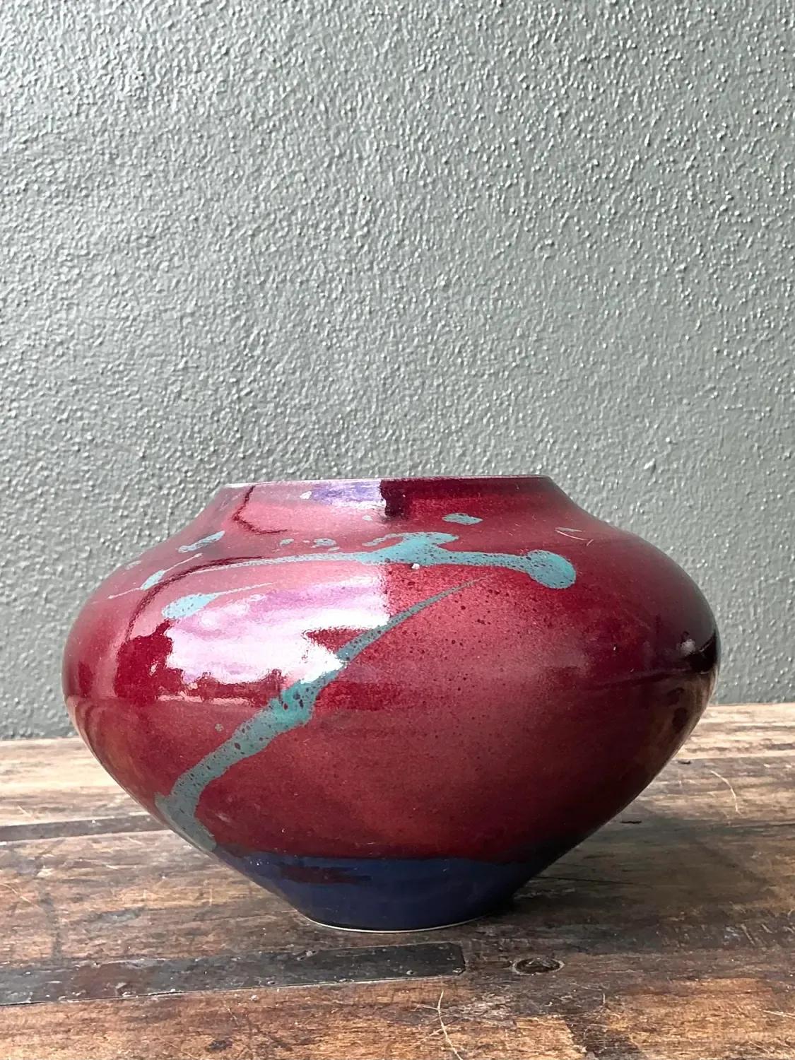 Vintage Original Drip Glazed Pottery Vase — additional photo 1