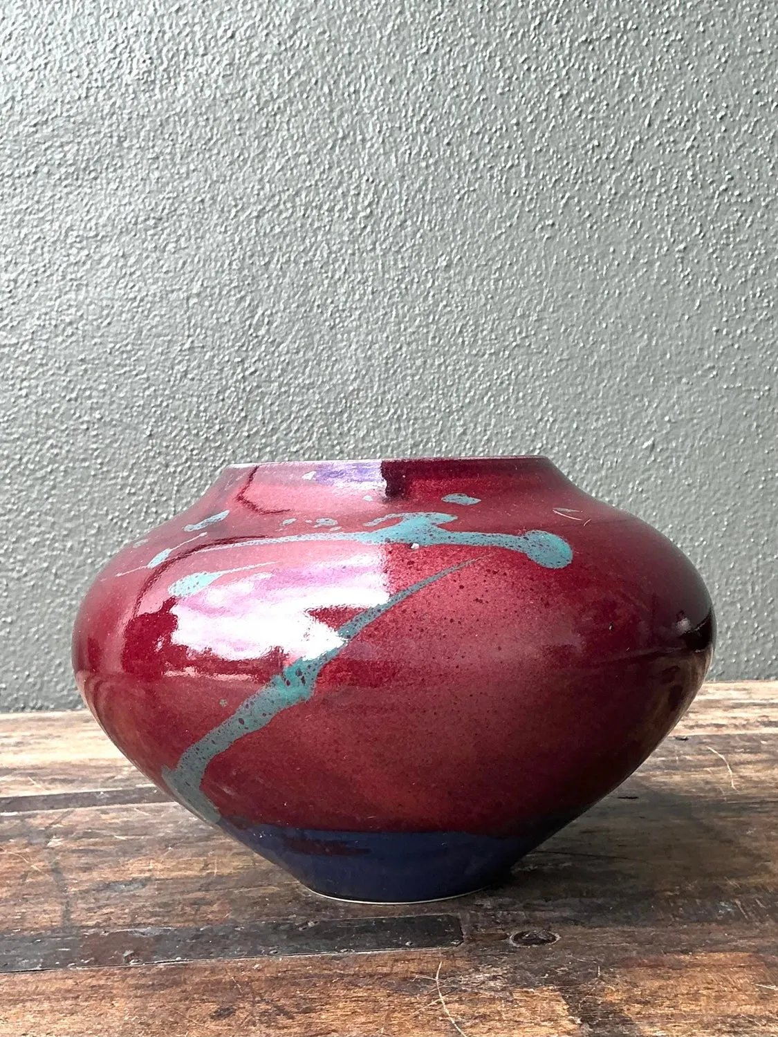 Vintage Original Drip Glazed Pottery Vase — additional photo 2