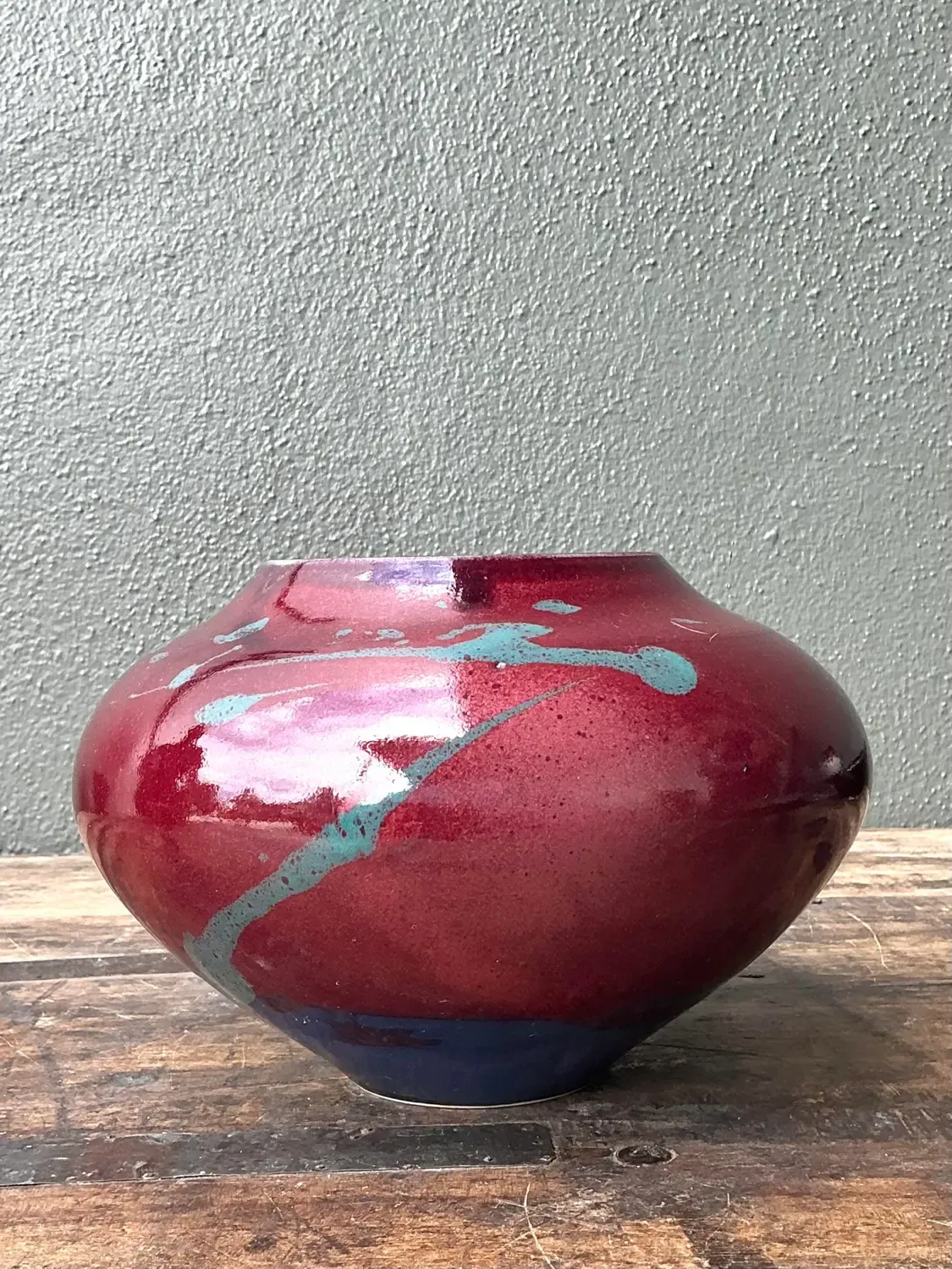 Vintage Original Drip Glazed Pottery Vase — additional photo 3