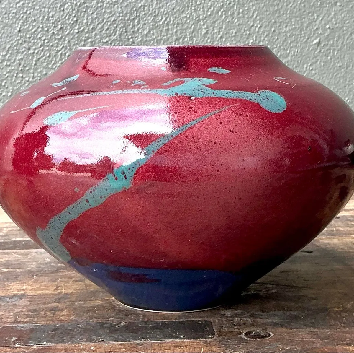 Vintage Original Drip Glazed Pottery Vase — additional photo 5