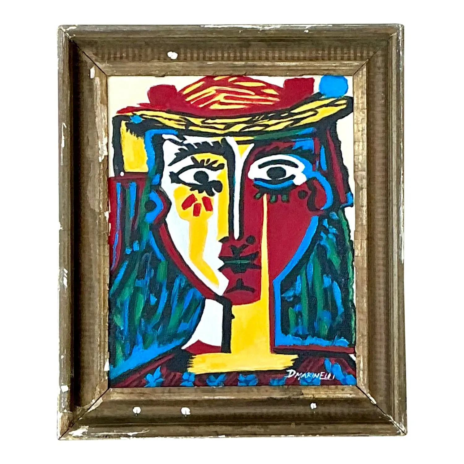 Vintage Original Homage to Picasso Oil on Canvas — additional photo 1