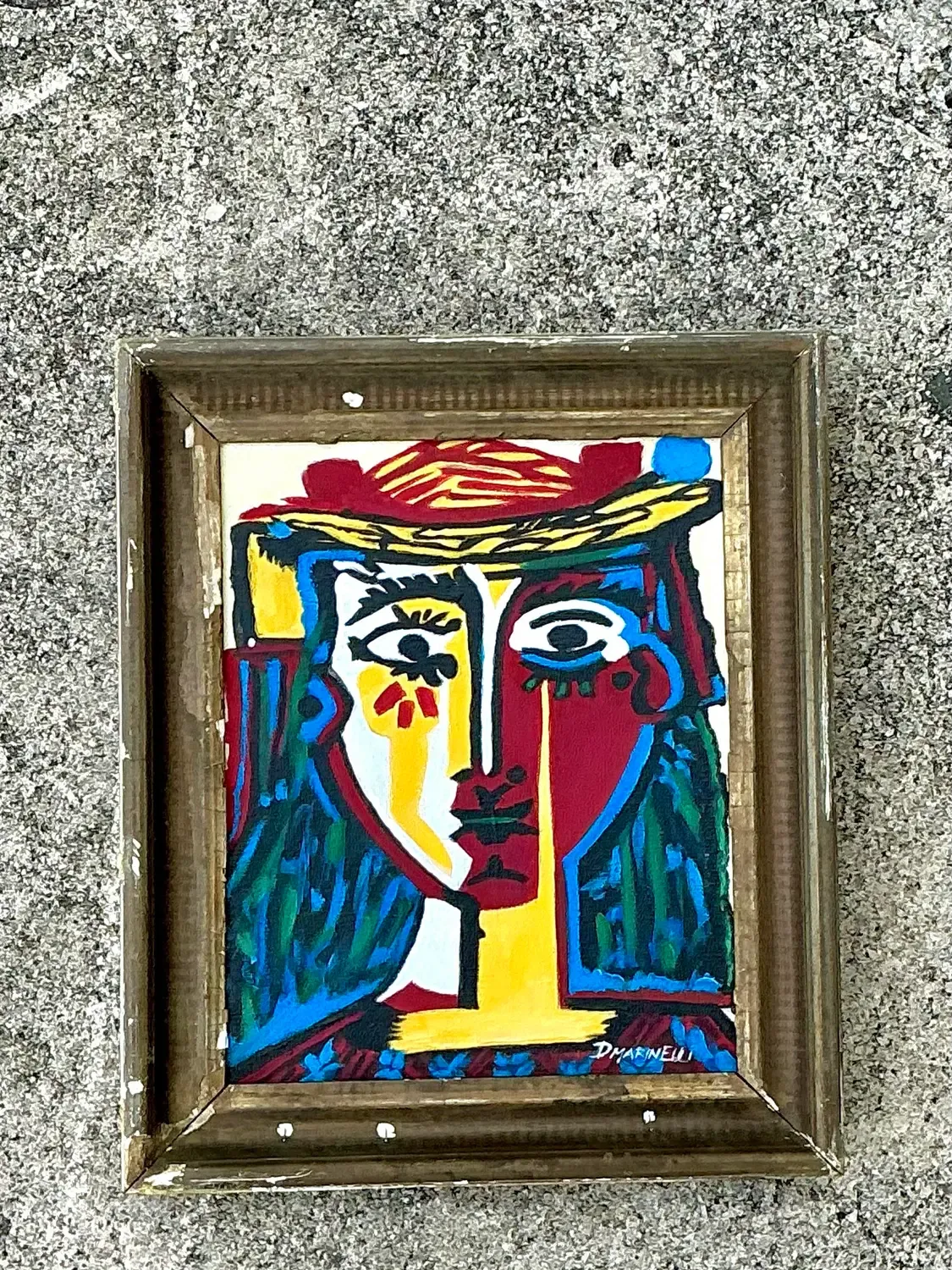 Vintage Original Homage to Picasso Oil on Canvas — additional photo 2