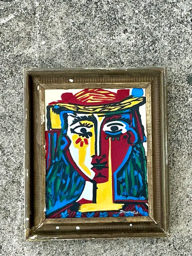 Vintage Original Homage to Picasso Oil on Canvas — additional photo 2