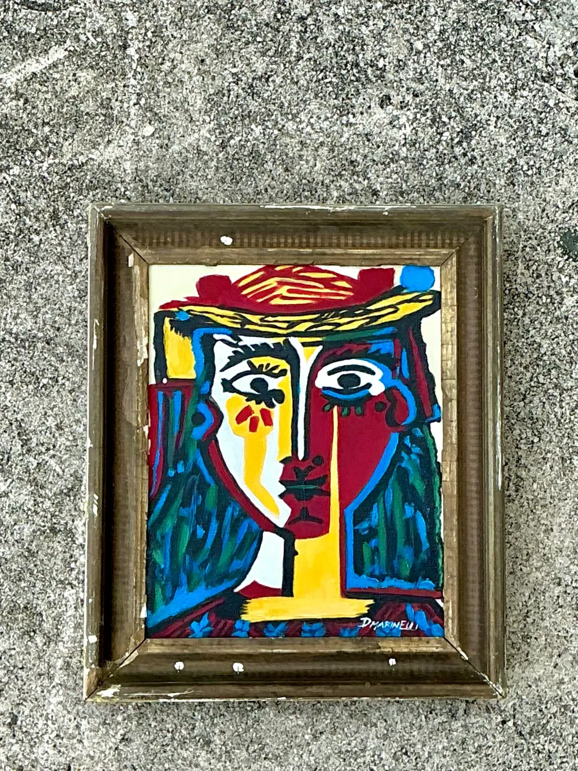 Vintage Original Homage to Picasso Oil on Canvas — additional photo 3