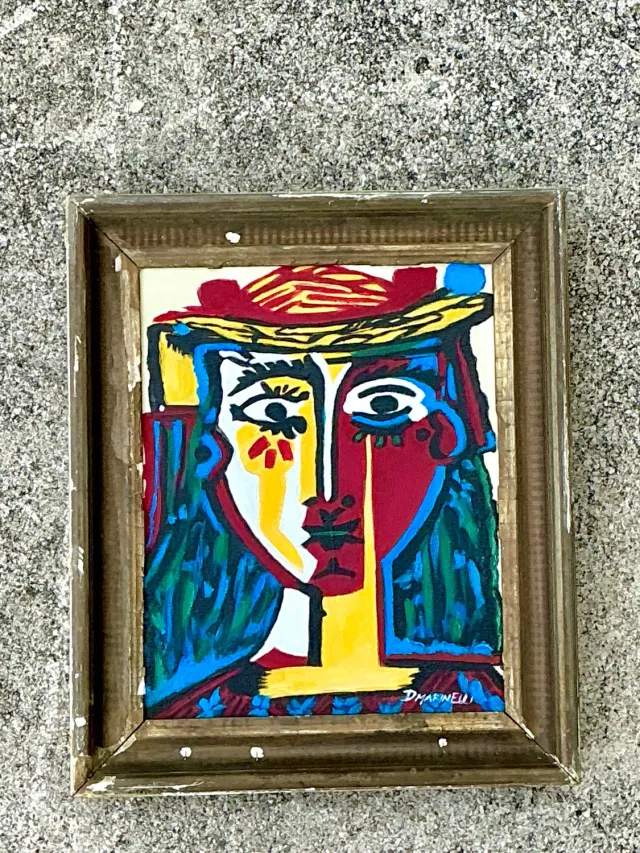 Vintage Original Homage to Picasso Oil on Canvas — additional photo 5