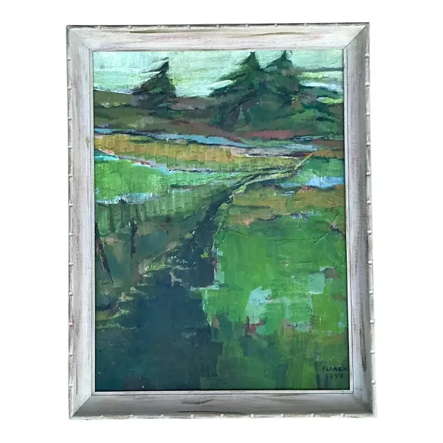 Vintage Original Landscape Oil on Canvas - Canvas, 20.75W x 26.75H — additional photo 1