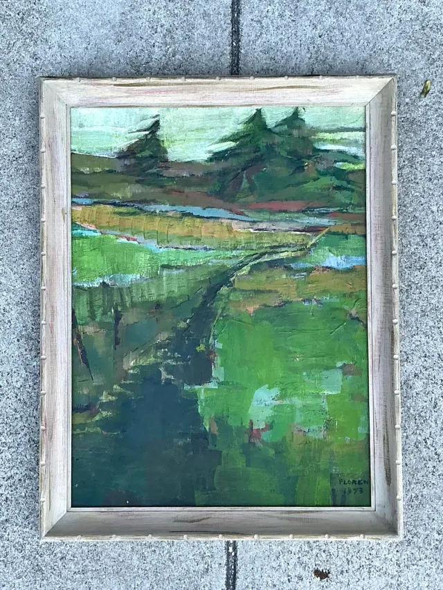 Vintage Original Landscape Oil on Canvas - Canvas, 20.75W x 26.75H — additional photo 2