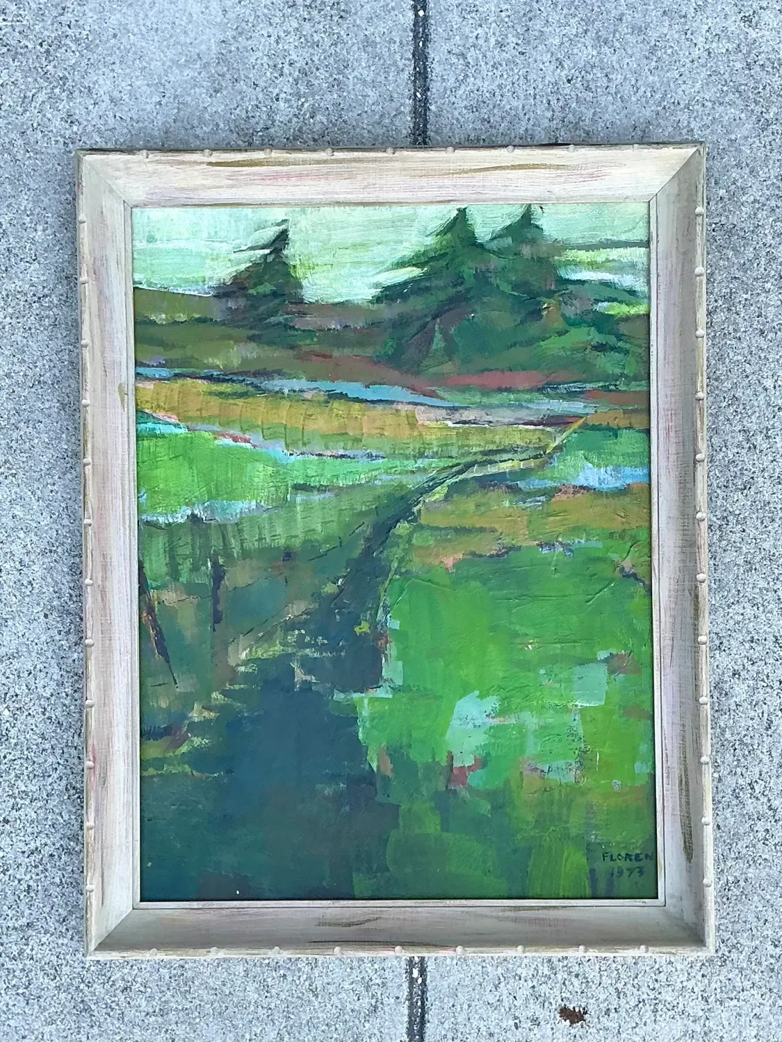 Vintage Original Landscape Oil on Canvas - Canvas, 20.75W x 26.75H — additional photo 3