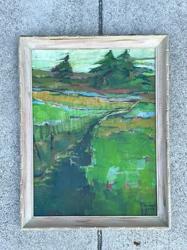 Vintage Original Landscape Oil on Canvas - Canvas, 20.75W x 26.75H — additional photo 3