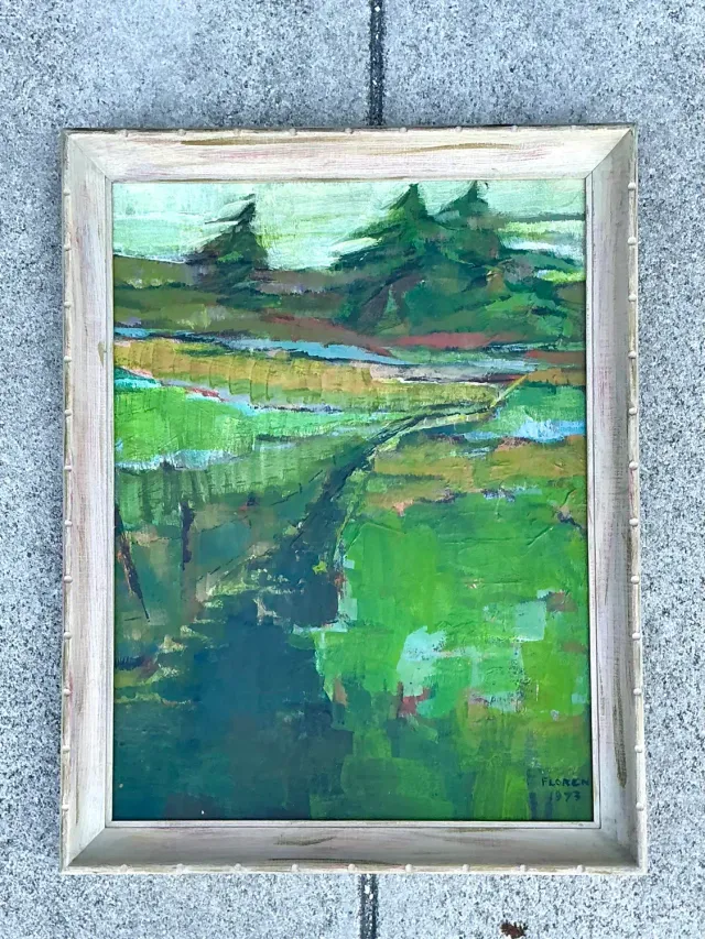 Vintage Original Landscape Oil on Canvas - Canvas, 20.75W x 26.75H — additional photo 4
