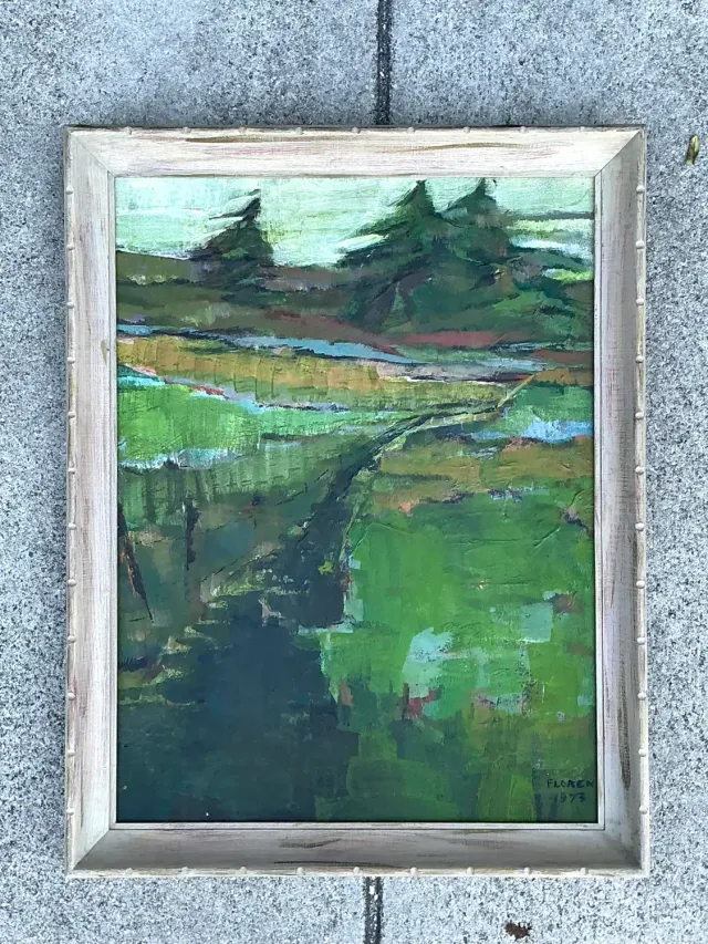 Vintage Original Landscape Oil on Canvas - Canvas, 20.75W x 26.75H — additional photo 6