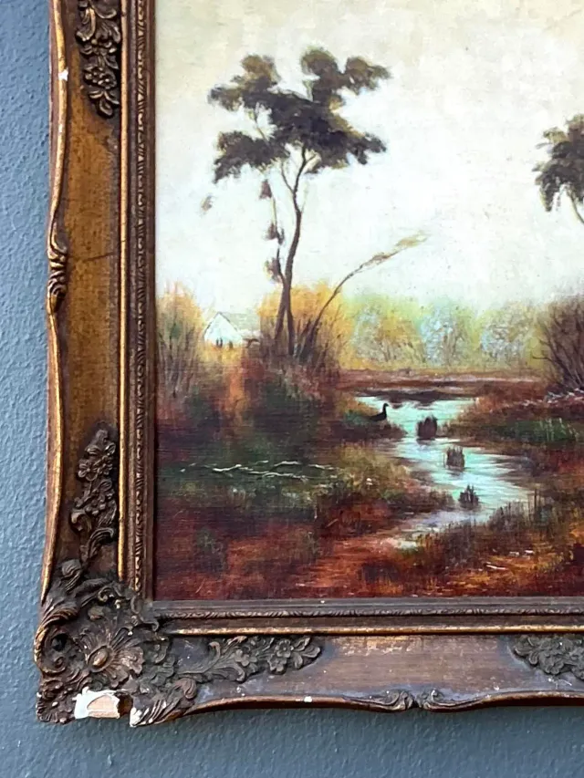 Vintage Original Landscape Oil on Canvas — additional photo 2