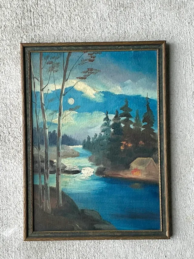 Vintage Original Landscape Watercolor on Board — additional photo 3
