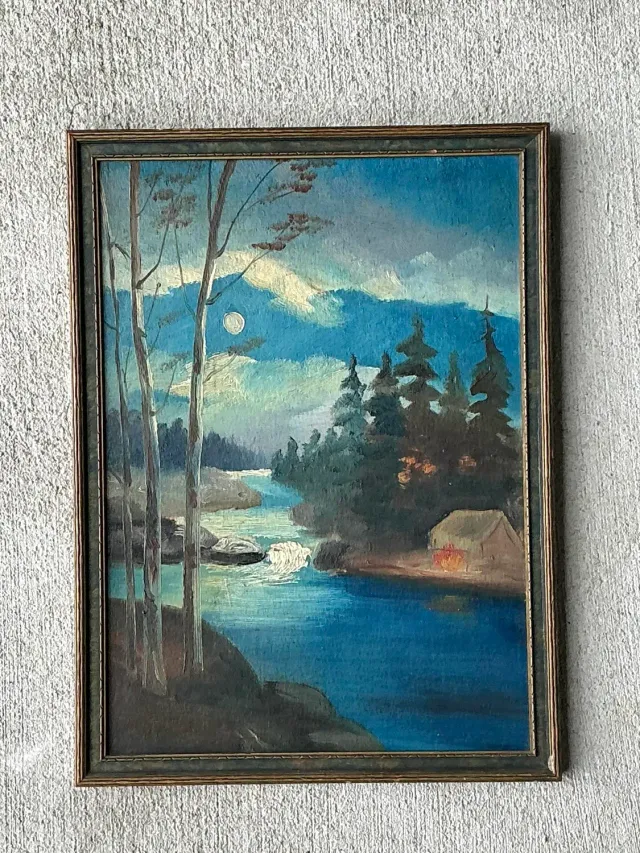 Vintage Original Landscape Watercolor on Board — additional photo 6