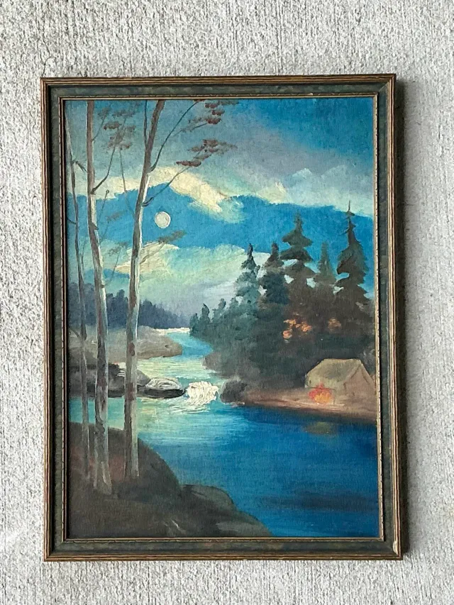 Vintage Original Landscape Watercolor on Board — additional photo 8