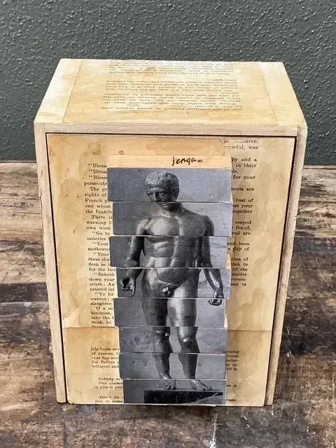 Vintage Original Mixed Media Jenga Box — additional photo 4