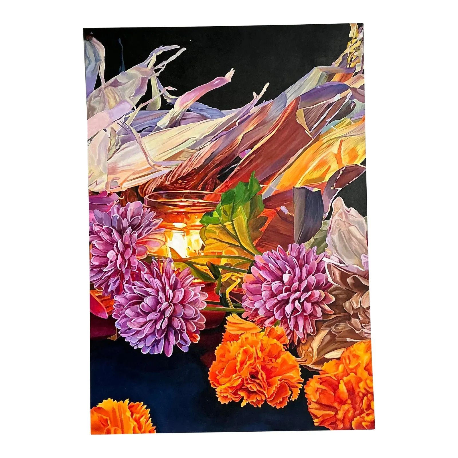 Vintage Original Monumental Still Life Oil on Canvas — additional photo 1