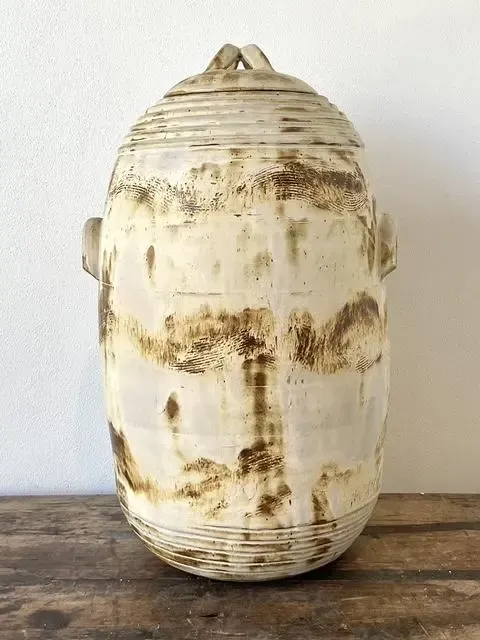Vintage Original Monumental Studio Pottery Lidded Moonchild Vase — additional photo 2